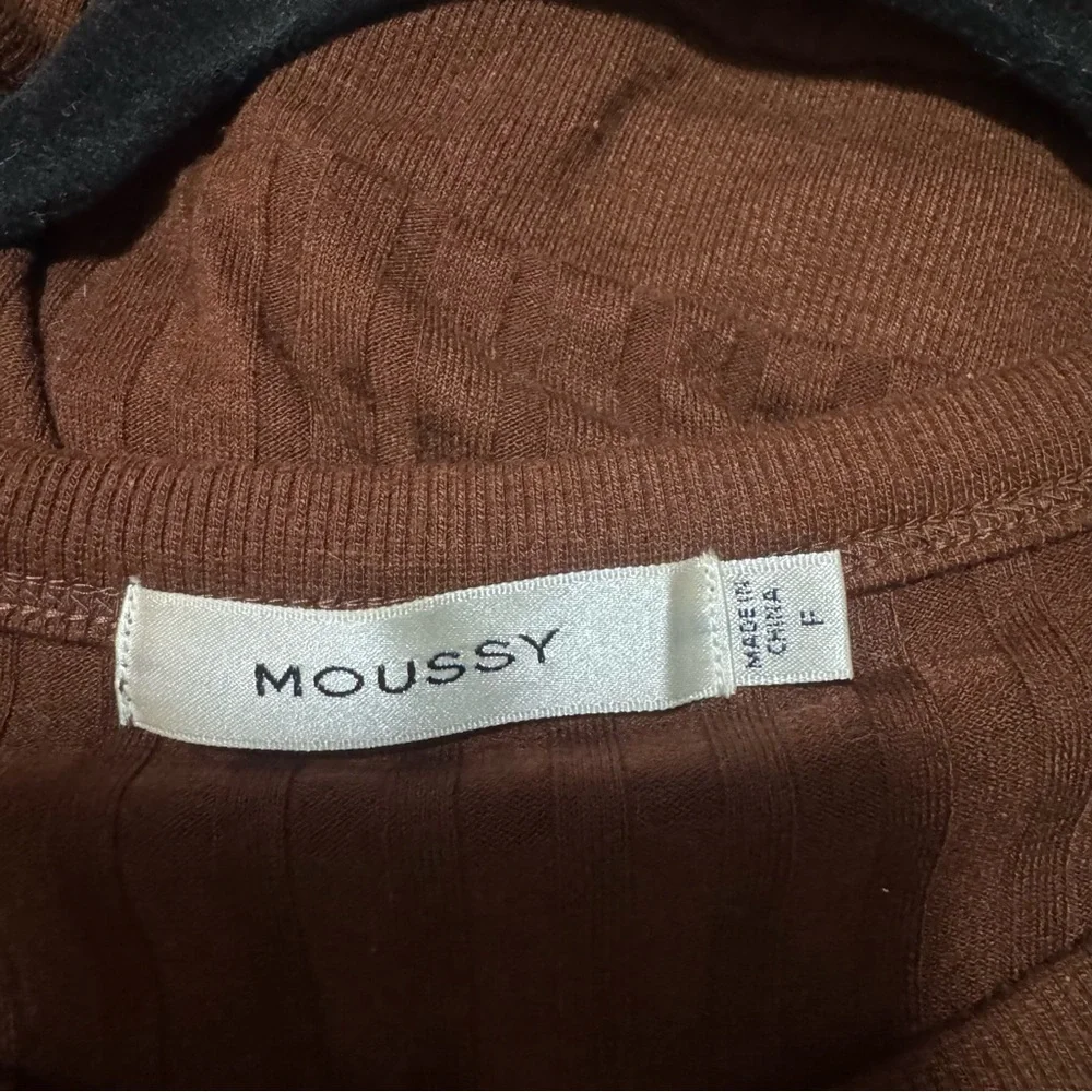 Moussy Wide Ribbed Brown Knit Dress One Size